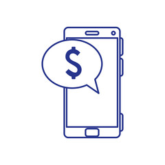 smartphone and speech bubble with dollar symbol