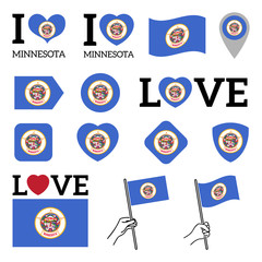 Flag of Minnesota. Set of vector Flags