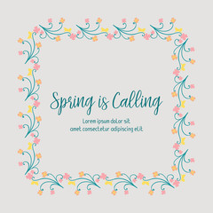 Unique Decorative of spring calling invitation card, with antique leaf and floral frame. Vector
