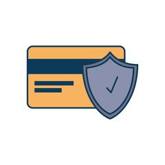 credit card with shield isolated icon