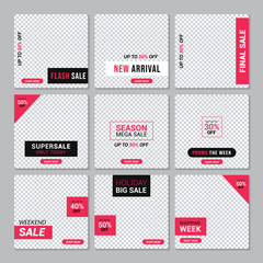 set of fashion sale social media banner post template. vol 80