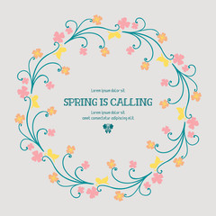 Fototapeta na wymiar Unique Decorative of spring calling invitation card, with antique leaf and floral frame. Vector