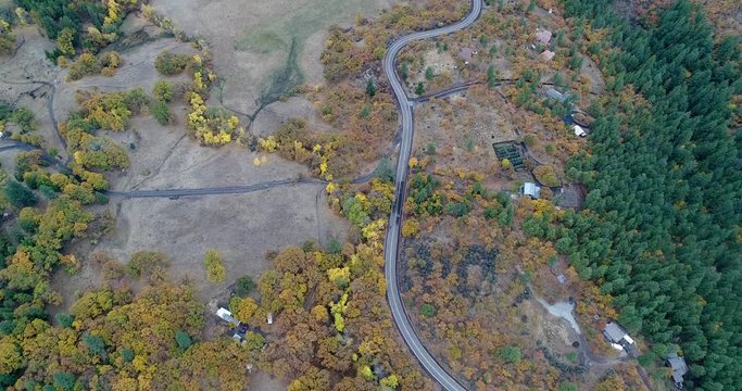 Fall Landscape Drone Shot In Pacific Northwest
