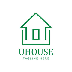 letter U with house logo. housing logo