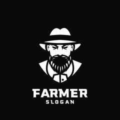 black background Columbia south america farmer character logo icon design cartoon
