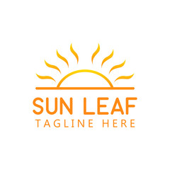 Sun leaf logo. nature sun rise logo