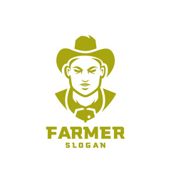 gold isolated Columbia south america farmer character logo icon design cartoon