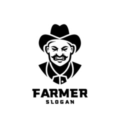 Columbia south america farmer character logo icon design cartoon with black background	