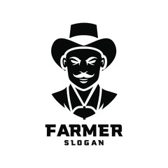 black white Columbia south america farmer character logo icon design cartoon