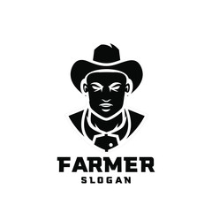 black white Columbia south america farmer character logo icon design cartoon