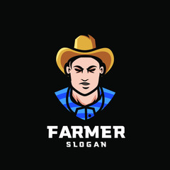 Columbia south america farmer character logo icon design cartoon with black background