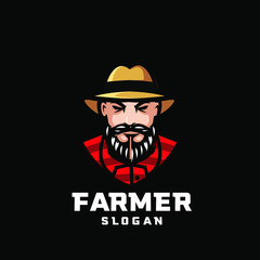 Columbia south america farmer character logo icon design cartoon with black background