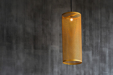 Modern golden ceiling light bulb lamp is a cylindrical shape stencil texture interior decoration