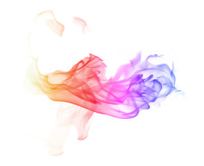 Colorful smoke on a white background.