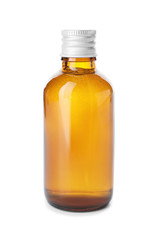 Cosmetic product in bottle on white background