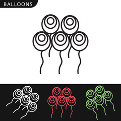 Party balloons line icon