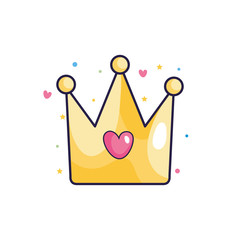 cute crown with heart icon