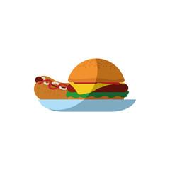Isolated hamburger and hot dog flat style icon vector design