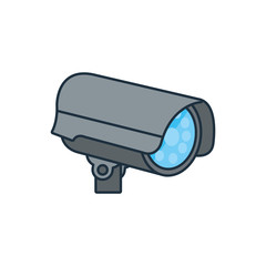 Cctv camera of security system line and fill icon vector design