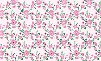 Unique spring floral Pattern background, with elegant leaf and flower design.