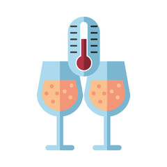 wine cups glasses with thermometer