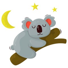 CUTE KOALA SLEEPING CARTOON VECTOR