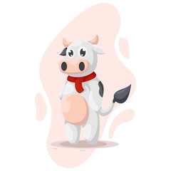 CUTE COW MASCOT CARTOON VECTOR