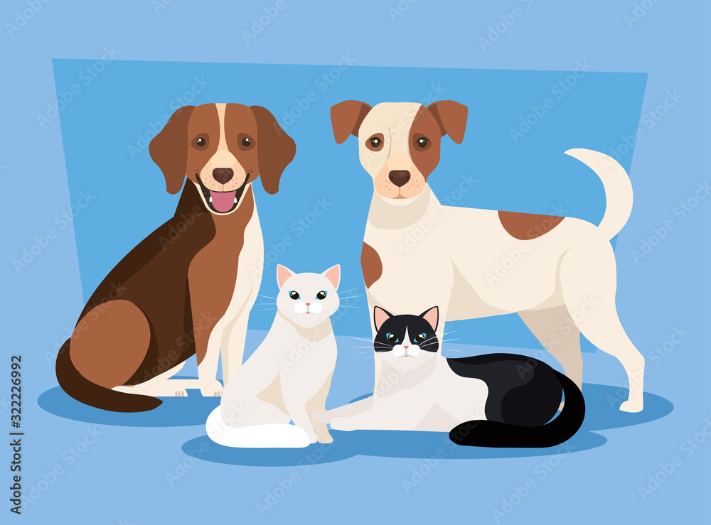 Poster group of dogs with cats icons