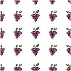 Grapes fruit flat with leaves vector background seamless pattern. Scalable and editable. Vector pattern for textile, print, fabric, backdrop, wallpaper, background.