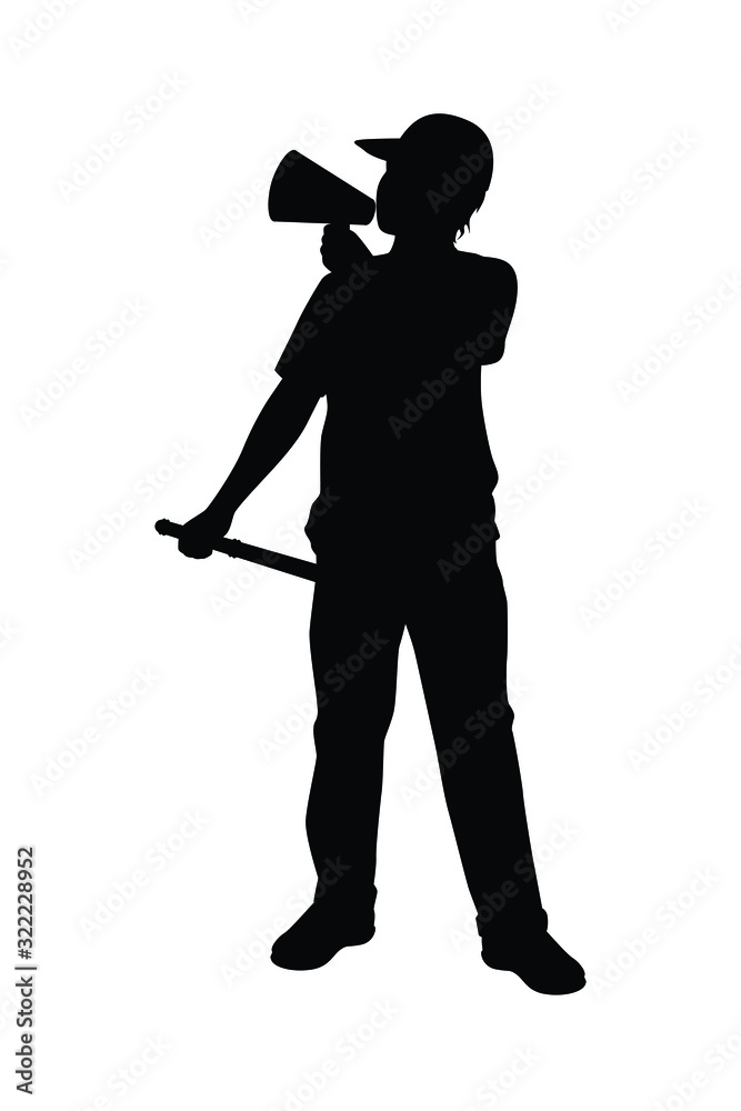 Wall mural Protesting man with weapon silhouette vector