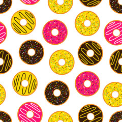 Donut Seamless Pattern Background Vector Design