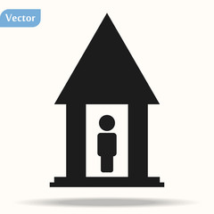 House with person icon concept.  isolated flat illustration.