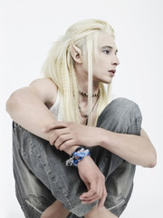 Photos of young handsome elf on a white background