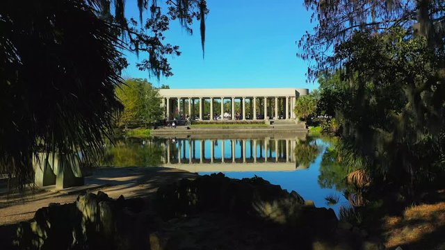 Aerial view of City Park's peristyle at City Park in New Orleans on a sunny day