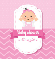 baby shower card with baby girl and decoration
