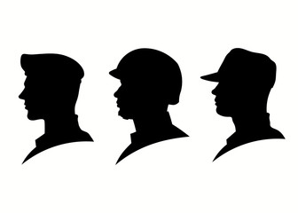 silhouette of military  head illustration, Military Man Soldier Side View