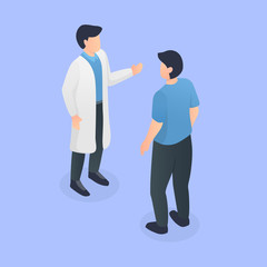 doctor consultation with patient standing with isometric style