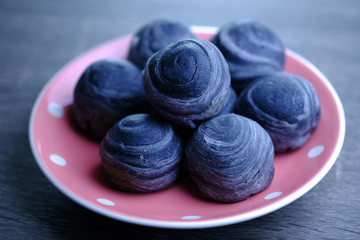 charcoal dessert on the kitchen