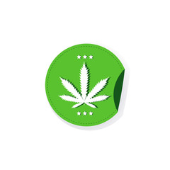 marijuana leaf sticker cbd oil label hemp ganja cannabis weed badge medical pharmaceutical industry business company logo design flat vector illustration