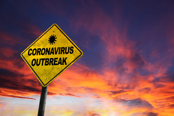 Coronavirus Outbreak Warning Sign With Copy Space