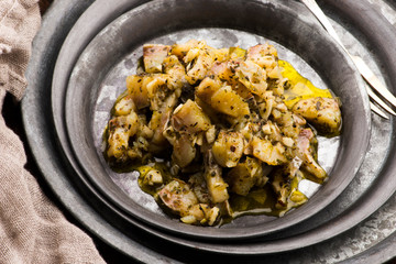 Herring salad with garlic, herbs and olive oil
