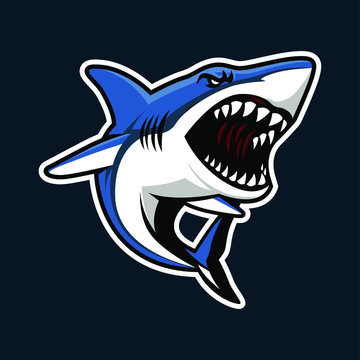fish shark esport gaming mascot logo template. Shark mascot logo. Shark esport logo. angry shark mascot logo design vector with modern illustration concept style for badge, emblem and tshirt printing