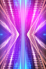 Ultraviolet abstract light. Diode tape, light line. Violet and pink gradient. Modern background, neon light. Empty stage, spotlights, neon. Abstract light.