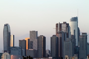 Fototapeta premium Beautiful skyline of Los Angeles downtown at dusk, USA