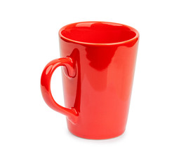 Red Cup isolated on white background. Empty red cup with clipping path.