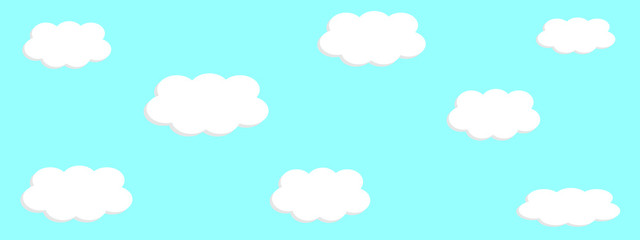 white puffy clouds in blue sky vector design