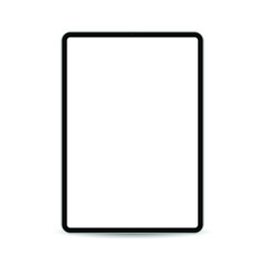 tablet in ipad style black color with blank touch screen isolated on white background.