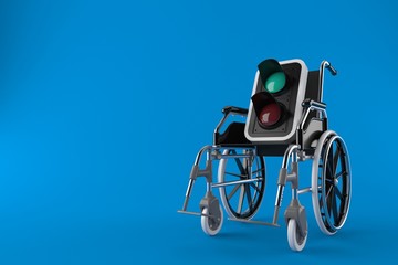 Green traffic light with wheelchair