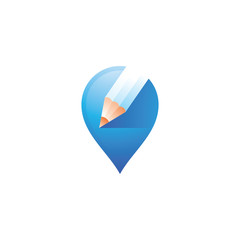 Pen Pencil Write and Pin Pointer Location Logo Icon