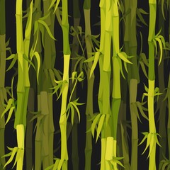 Vector background with green bamboo stems seamless pattern